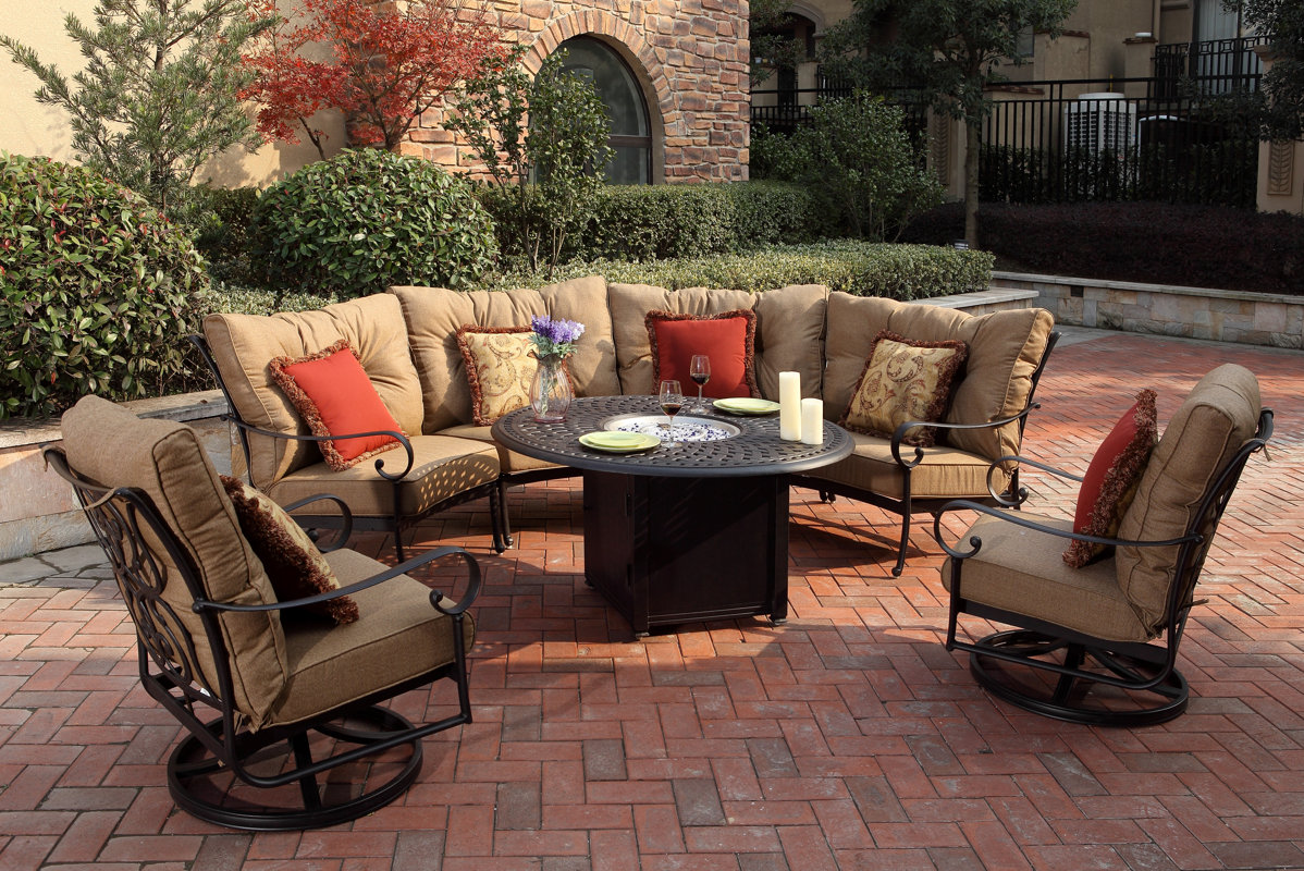 Darby Home Co Lanesville 7 Piece Conversation Set with Cushions